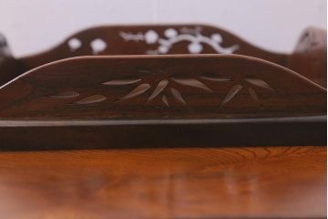アンティーク家具　特注　透かし入り　黒柿・ケヤキ材　玉杢が美しい上手物の長火鉢(木製火鉢)(R-042817)
