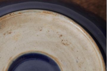 アンティーク雑貨　江戸期　古伊万里　瑠璃釉金彩花文なます皿2枚(中皿、和食器)(R-042824)