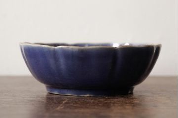 アンティーク雑貨　江戸期　古伊万里　瑠璃釉金彩花文なます皿2枚(中皿、和食器)(R-042825)