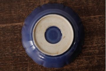 アンティーク雑貨　江戸期　古伊万里　瑠璃釉金彩花文なます皿2枚(中皿、和食器)(R-042825)