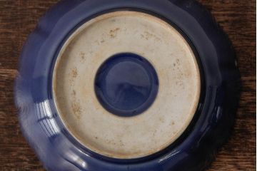 アンティーク雑貨　江戸期　古伊万里　瑠璃釉金彩花文なます皿2枚(中皿、和食器)(R-042827)