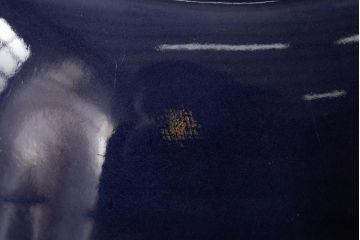 アンティーク雑貨　江戸期　古伊万里　瑠璃釉金彩花文なます皿2枚(中皿、和食器)(R-042827)