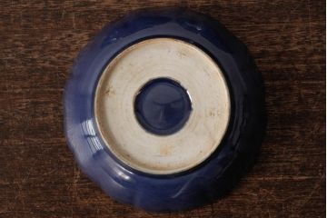 アンティーク雑貨　江戸期　古伊万里　瑠璃釉金彩花文なます皿3枚(中皿、和食器)(R-042829)