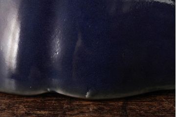 アンティーク雑貨　江戸期　古伊万里　瑠璃釉金彩花文なます皿3枚(中皿、和食器)(R-042829)