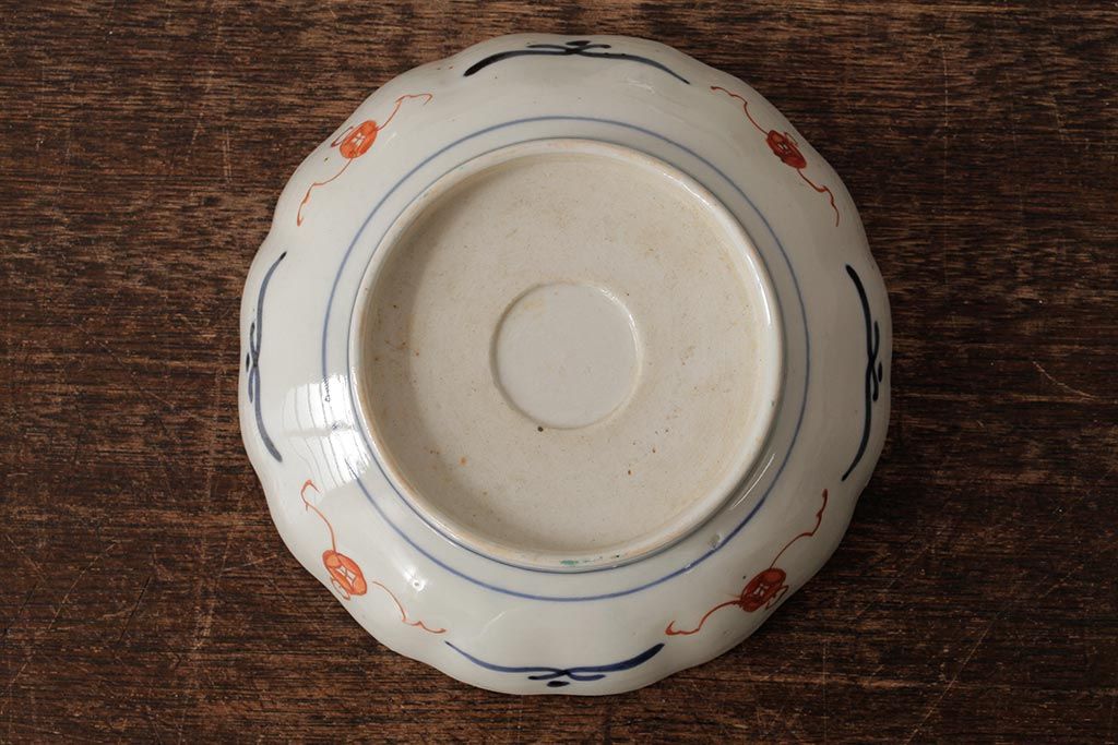 アンティーク雑貨　明治期　伊万里焼　金彩色絵なます皿3枚(中皿、和食器)(R-042832)