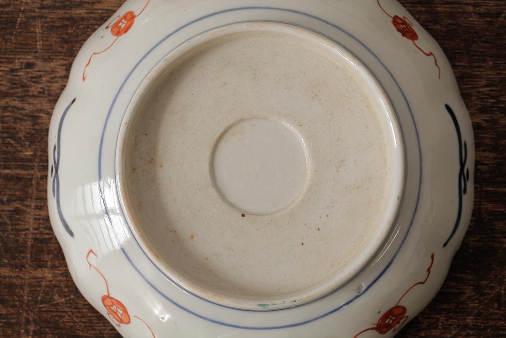 アンティーク雑貨　明治期　伊万里焼　金彩色絵なます皿3枚(中皿、和食器)(R-042832)