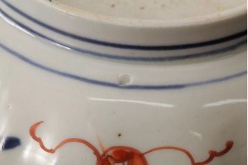 アンティーク雑貨　明治期　伊万里焼　金彩色絵なます皿3枚(中皿、和食器)(R-042832)