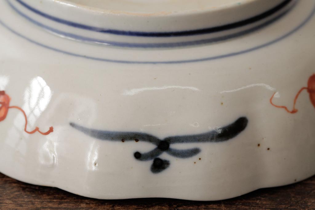 アンティーク雑貨　明治期　伊万里焼　金彩色絵なます皿3枚(中皿、和食器)(R-042832)