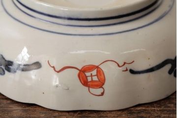 アンティーク雑貨　明治期　伊万里焼　金彩色絵なます皿3枚(中皿、和食器)(R-042833)