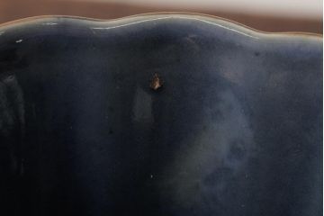 アンティーク雑貨　江戸期　古伊万里　瑠璃金輪花深鉢(深皿、和食器)(R-042838)