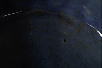 アンティーク雑貨　江戸期　古伊万里　瑠璃金輪花深鉢(深皿、和食器)(R-042838)