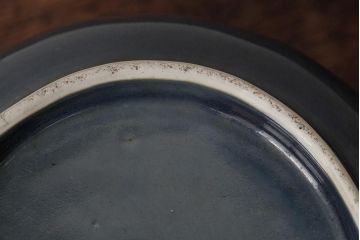 アンティーク雑貨　江戸期　古伊万里　瑠璃金輪花深鉢(深皿、和食器)(R-042838)