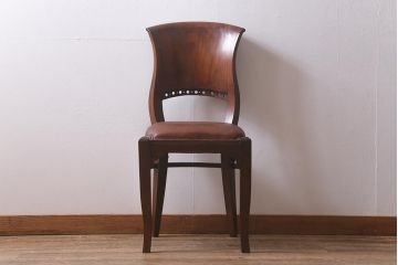 ビンテージ家具　本革使用の高級感あふれるチェア(椅子、ダイニングチェア)(R-042841)