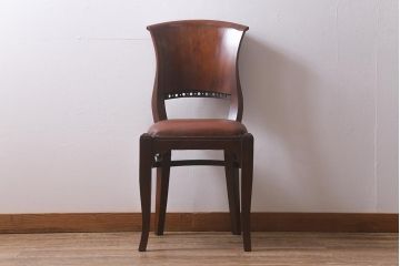 ビンテージ家具　本革使用の高級感あふれるチェア(椅子、ダイニングチェア)(R-042842)