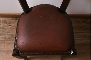 ビンテージ家具　本革使用の高級感あふれるチェア(椅子、ダイニングチェア)(R-042842)