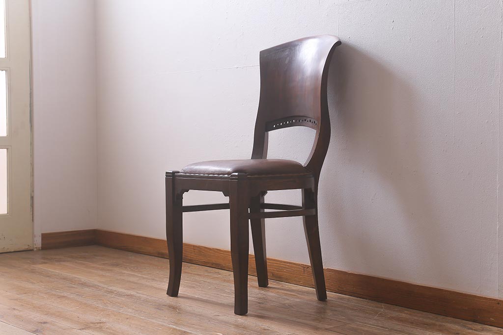 ビンテージ家具　本革使用の高級感あふれるチェア(椅子、ダイニングチェア)(R-042844)