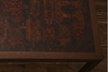 ヴィンテージ家具　北欧家具　デンマーク　TRANEKAER DENMARK(トラネケア社)　Rolf Middelboe(ロルフ・ミドルボー)　ローズウッド材　パーケット天板のお洒落なセンターテーブル(ローテーブル、座卓、ビンテージ)(R-042847)