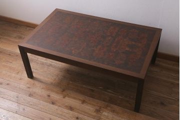 ヴィンテージ家具　北欧家具　デンマーク　TRANEKAER DENMARK(トラネケア社)　Rolf Middelboe(ロルフ・ミドルボー)　ローズウッド材　パーケット天板のお洒落なセンターテーブル(ローテーブル、座卓、ビンテージ)(R-042847)