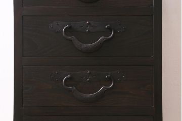 ラフジュ工房オリジナル　古金具リメイク　前板栗材　ヒノキ材　木瓜金具が趣溢れる小引き出し(小物収納、チェスト)(R-042848)