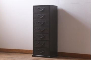 ラフジュ工房オリジナル　古金具リメイク　前板栗材　ヒノキ材　木瓜金具が趣溢れる小引き出し(小物収納、チェスト)(R-042848)