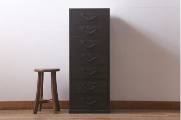 ラフジュ工房オリジナル　古金具リメイク　前板栗材　ヒノキ材　木瓜金具が趣溢れる小引き出し(小物収納、チェスト)(R-042848)