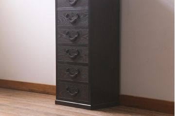 ラフジュ工房オリジナル　古金具リメイク　前板栗材　ヒノキ材　木瓜金具が趣溢れる小引き出し(小物収納、チェスト)(R-042848)