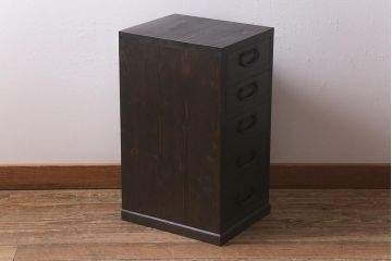 ラフジュ工房オリジナル　古金具リメイク　前板栗材　ヒノキ材　サイドチェストにも使える便利な小引き出し(小物収納、チェスト)(R-042849)