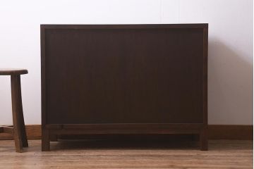 ラフジュ工房オリジナル　前板栗材　大正期　脚付き　古金具を使ったリメイクローボード(テレビ台、リビングボード、収納棚)(R-042854)