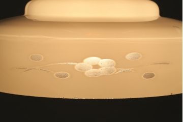 アンティーク照明　昭和初期　レトロな趣きの切子が魅力的なガラスシェードの吊り下げ照明(天井照明、ペンダントライト)(R-042858)