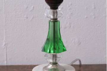 アンティーク照明　昭和初期　台座大理石　グリーンのガラスボディがおしゃれなテーブルランプ(卓上照明、スタンドライト)(R-042860)