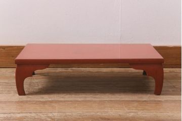 仏教美術　江戸〜明治期　古い根来塗花台(飾り台、平卓、仏具)(R-042863)