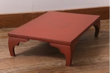 仏教美術　江戸〜明治期　古い根来塗花台(飾り台、平卓、仏具)(R-042863)