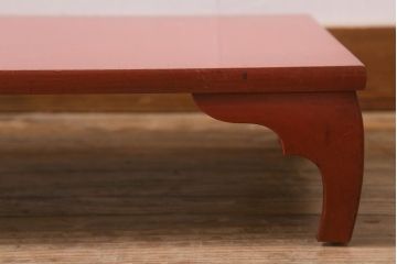 仏教美術　江戸〜明治期　古い根来塗花台(飾り台、平卓、仏具)(R-042863)