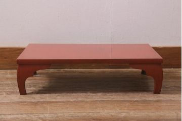 仏教美術　江戸〜明治期　古い根来塗花台(飾り台、平卓、仏具)(R-042863)