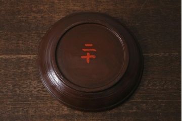 アンティーク雑貨　明治大正期　葡萄に蝿　蒔絵　木製菓子皿(漆器)(R-042864)