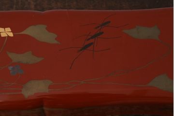 アンティーク雑貨　大正昭和初期　あめんぼう蒔絵　木製　文箱(漆器、収納箱)(R-042866)