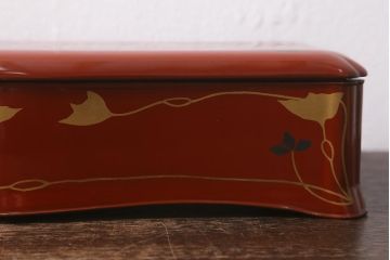 アンティーク雑貨　大正昭和初期　あめんぼう蒔絵　木製　文箱(漆器、収納箱)(R-042866)