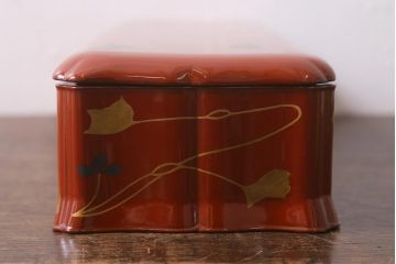アンティーク雑貨　大正昭和初期　あめんぼう蒔絵　木製　文箱(漆器、収納箱)(R-042866)