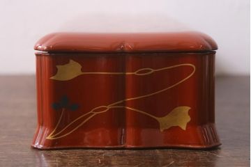 アンティーク雑貨　大正昭和初期　あめんぼう蒔絵　木製　文箱(漆器、収納箱)(R-042866)