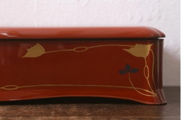 アンティーク雑貨　大正昭和初期　あめんぼう蒔絵　木製　文箱(漆器、収納箱)(R-042866)
