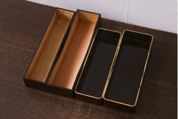アンティーク雑貨　昭和初期　蒔絵　文箱2点セット(漆器、収納箱)(R-042868)