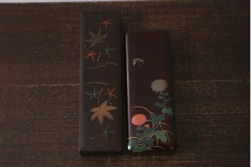 アンティーク雑貨　昭和初期　蒔絵　文箱2点セット(漆器、収納箱)(R-042868)