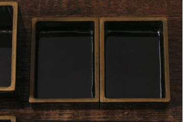 古民具・骨董　明治大正期　黒漆塗り　野弁当箱　お箸付(漆器)(R-042869)