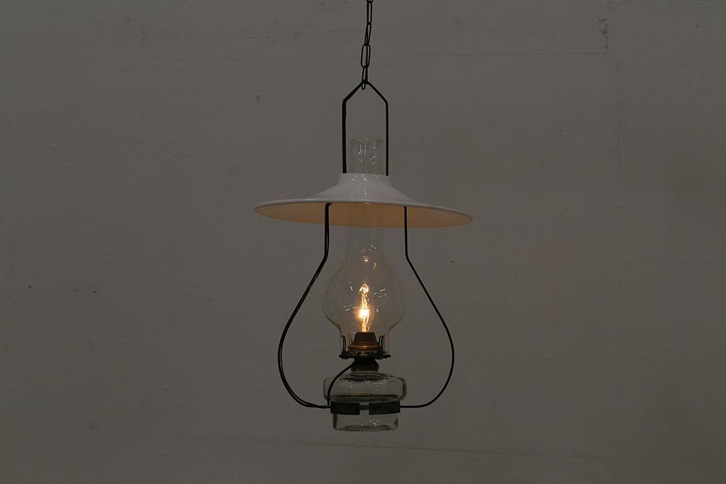 アンティーク照明　明治期　電気式リメイク　レトロな佇まいが魅力のランタン型ランプ(ペンダントライト、吊り下げ照明、天井照明)(R-042877)