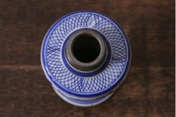 アンティーク雑貨　大正昭和初期　巻き芯38ミリ　和モダンな雰囲気漂うオイルランプ(灯油ランプ)(R-042880)