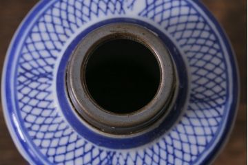 アンティーク雑貨　大正昭和初期　巻き芯38ミリ　和モダンな雰囲気漂うオイルランプ(灯油ランプ)(R-042880)