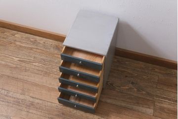 和製アンティーク　アンティークペイント　昭和中期　ユニセックスなデザインが魅力の小引き出し(小物収納)(R-042883)
