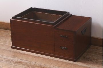 アンティーク雑貨　和製アンティーク　ケヤキ材　漆塗り　上品な和の空間を演出する長火鉢(木製火鉢、火鉢)(R-042884)