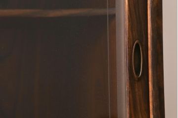 ヴィンテージ家具　和製ビンテージ　前面黒柿材　中桐材　上手物　黒い杢目が渋さ醸し出す茶箪笥(茶棚、飾り棚、戸棚、収納棚)(R-042885)