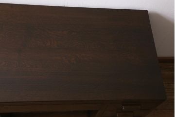 アンティーク家具　レトロ家具　ナラ材　薄型　ノスタルジックな雰囲気の両袖デスク(机、在宅ワーク、在宅用両袖机、在宅ワーク、在宅用ワークデスク、勉強机)(R-042886)